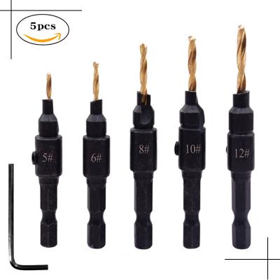 China Metal Drilling Hexagon Handle Steel Woodworking Countersunk Electric Punch and Built-in Hole Opener Set High Speed ​​Steel Twist Drill for sale