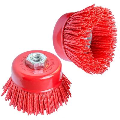 China Durable 3 Inch Assorted 2Pcs Cup Brushes Nylon Wire Abrasive Wheel Brush , 5/8