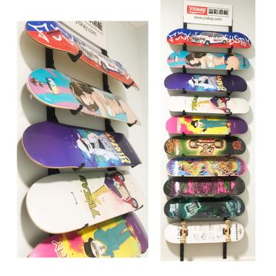 China Sports Stores / Retail Stores Single Skateboard Rack Tilted Standing Board Support Roller Skating And Skateboard Display Rack for sale