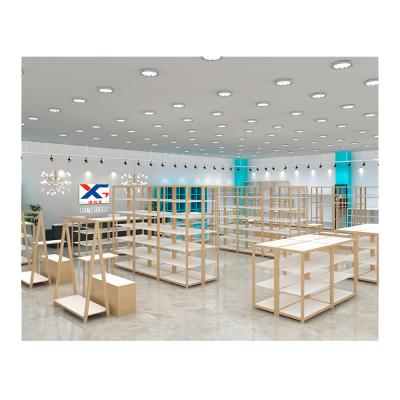 China New Solid Wood Retail / Home Furnishing Store Shelves Display Racks Household Goods Snacks Toys Storage For Home Furnishing Store for sale