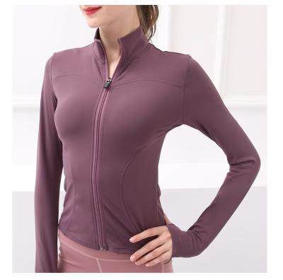 China Breathable Yoga Clothing Women's Zipper Collar Yoga Suit Sports Jacket Comic Fitness Sleeves Long Women's Sports Sweatshirts for sale