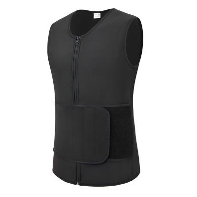 China Thermal Sauna Waist Trainer Corset Vest For Men Weight Loss Sweat Vest Tummy Control Trimmer Double Belt Neoprene Workout Body Shaper for sale