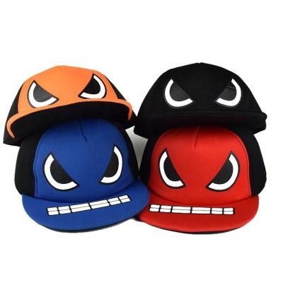 China Wholesale Warm Soft Colorful Cute Teeth Cozy Foam Comfortable Selling Custom Logo Eyes Kids Snapback Cap Kids Hats 8 Years In Stock for sale