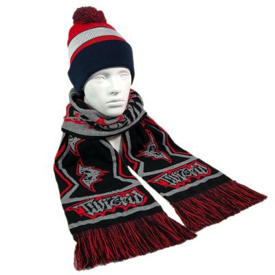 China Comfortable OEM High Quality Acrylic Men Football Team Soccer Fans Knitted Scarf Custom With Logo for sale