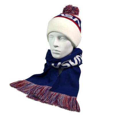 China New Customized Comfortable OEM High Quality Acrylic Jacquard Scarves Winter Knitted Square Hat And Scarf for sale