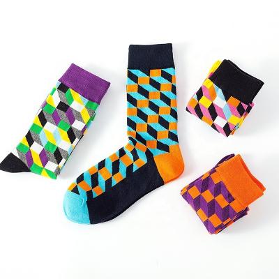 China Wholesale High Quality Fashion Print Comfortable Colorful Custom Logo Men's Breathable Argyle Socks for sale