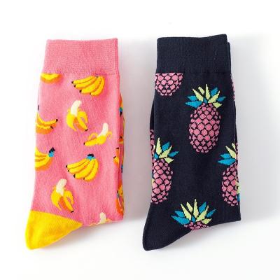 China Breathable Wholesale High Quality Colorful Embroidery Fashion Cotton Custom Fruit Socks Print Design for sale