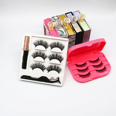 China Waterproof Popular Magnetic Mink Eyelashes And Eyeliner With Private Label Magnetic Wick Case for sale