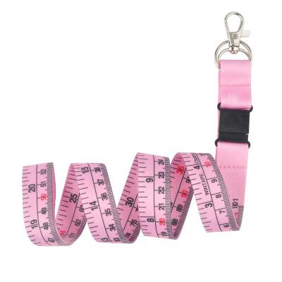 Cina Wintape Pink Soft Cloth Tape Measure Lanyard Easy To Carry Work ID Card Peso leggero Strumento di misurazione preciso in vendita