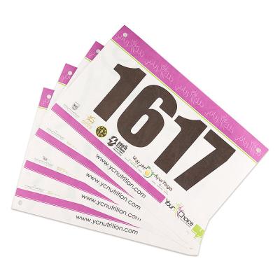 China Custom Waterproof And Tearproof Tyvek Paper Material Marathon Race Running Bib Number Te koop