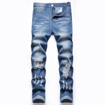 China Viable Wholesale Custom Mens Jeans OEM Vintage Washed Mens Jeans Ripped Jeans Pants for sale