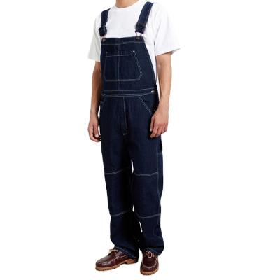 China Viable Bulk Overalls 100% Cotton Denim Blue Jumpsuits With White Dot Customized Label for sale