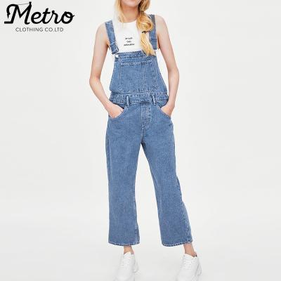 China Adjustable Straps Breathable Loose Front Pocket Straight Jeans Jumpsuits for sale