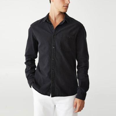 China Breathable Long Sleeve Shirts Turn Down Collar Button Up Shirts Mens 100% Cotton Shirts OEM for sale