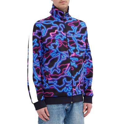 China Custom Made Mens Polyester Jacket Digital Printed Ribs Windproof Trim Sports Style Jacket for sale