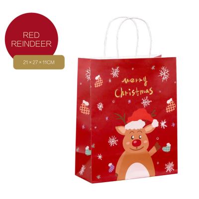 China Recycled Materials New Design Recycle Kraft Paper Christmas Gift Bag For Shopping for sale