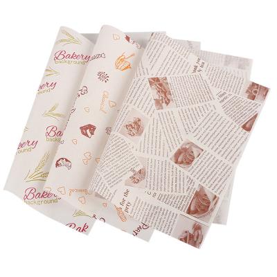 China Recycled Materials Custom Logo Printed Greaseproof Oil Wax Food Wrapping Paper for sale