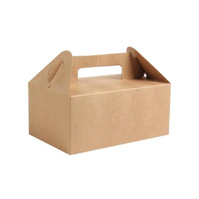 China Recyclable Custom Logo Printing Food Take Away Food Grade Brown Kraft Paper Lunch Cake Box for sale