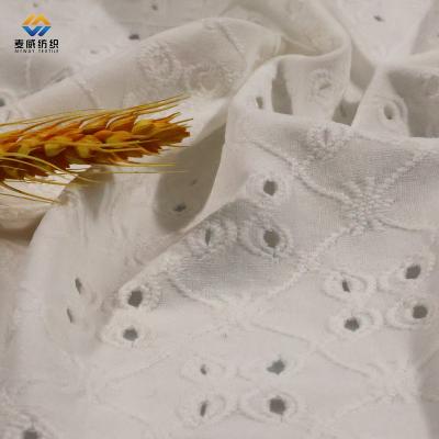 China [Myway] Soft Fashion New Hot Selling Eyelet Stretch Hole Mesh Fabric Eyelet Embroidered Jacquard Knit Fabric For Dress Clothing for sale