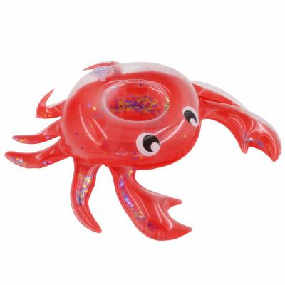 China Durable Hot Fashion Custom PVC Floating New Inflatable Crab Drink Rafts Float Cup Holder for sale