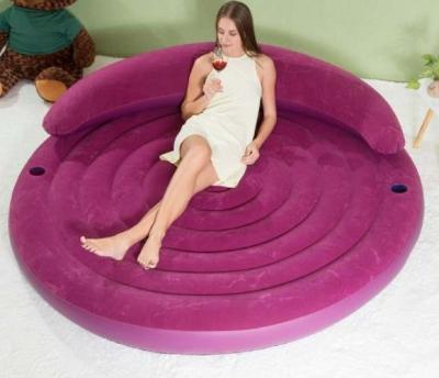 China Custom Foldable Round PVC Air Bed Bedroom Air Bed Custom Portable Indoor Air Mattress for sale