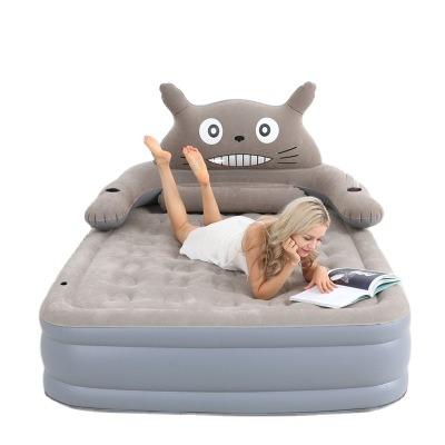 China Factory Price Cartoon PVC Home Bedroom Home Bedroom Foldable Durable Air Bed Inflatable Flocking Air Bed Mattress Portable Mattress for sale