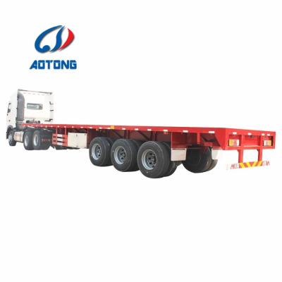 China 40 ft 3 Axles Flatbed Container Semi Trailer TARA Flatbed Trailer for Container Transport for sale