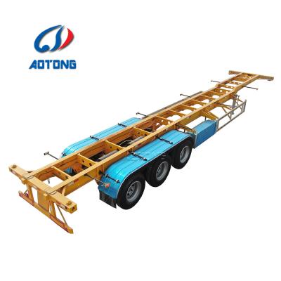 China Mechanical suspension AOTONG 3 axles 40ft skeleton dual combo semi truck trailer for sale