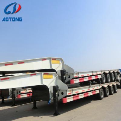 China Semi-Trailer 4 Axles 13.73m 75 Tons 80ton Lowbed Flat Low Bed Loader in Qatar for sale