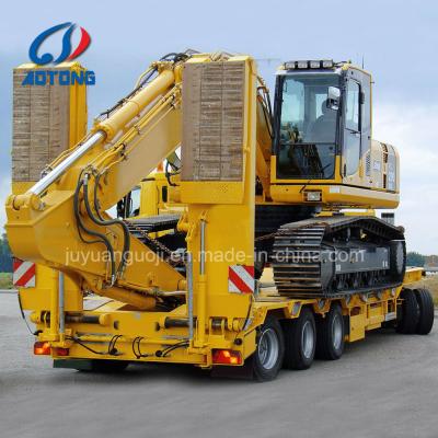 China Truck Trailer Excavator Transporting Gooseneck Lowbed 3 Axles 60ton Low Bed Trailer with Ladder for sale