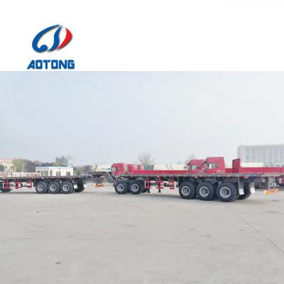 China 90 Tonnen maximale Nutzlast Superlink Flatbed Semi-Trailer für 20 Fuß Containertransport zu verkaufen