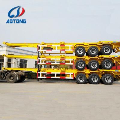 China Truck Trailer 3 Axles 40ft Container Chassis Trailer with Gooseneck or Straight Beam for sale