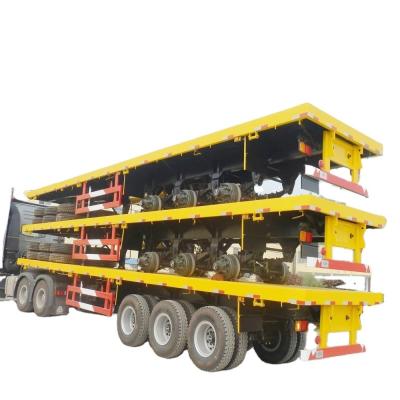 China 20ft 40ft Flatbed Container Semi-Trailer mit 11.00R20 Reifen und zuverlässigen Zertifikat zu verkaufen