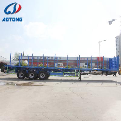 China 40 Ton Long Flatbed Container Trailers for Wood/Log/Timber Transportation in Korea for sale