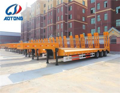 China Diecast 3 Axle Multi As Roda Lowbed Trailer Chassis Spesifikasi 2020 Max Payload 60 Tons for sale