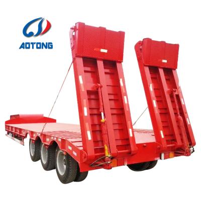 China 30 Ton 40 Ton 50T 40ft Low Bed Trailer Dimensions 3 Axle Semi-Trailer Truck Trailer for sale