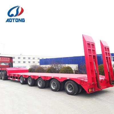 China 120ton 3/4/5/6/7/8 Axles Low Bed Lowboy Semi Trailer with Dolly Mechanical Suspension for sale