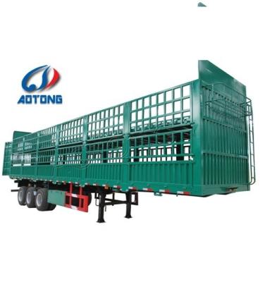 China 3 assen 60 ton vrachtwagen open vracht flatbed stake hek half-trailer met JOST 2