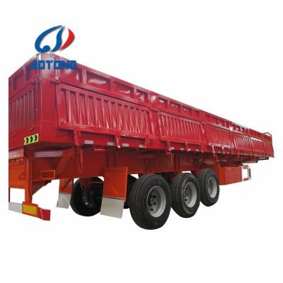 China 4 eixos 40-60 toneladas de queda de vedação de parede lateral Semi-remolque para transporte de areia tamanho opcional à venda