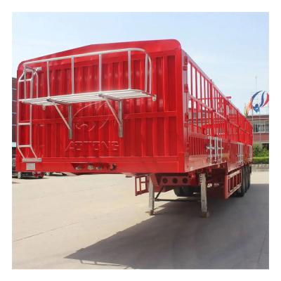 China Q345b Remolque de carga con cerca de 12 ruedas de acero de 3 ejes para el transporte de animales en venta