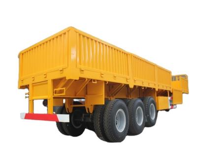 China Steel 3 Axles Cargo Transport Trailer/Platform Log Timber Truck Semi Trailer Side wall truck trailers for sale