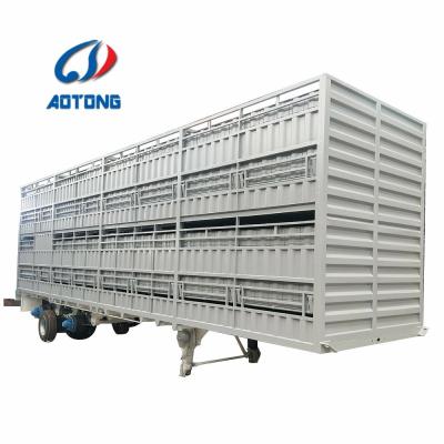 Chine Aotong 3 axle clôture de fret remorque avec le levage automatique et de l'élevage de bétail à vendre