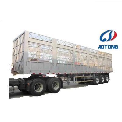 China Mechanical Suspension 3 Axles Animal Transport Fence Semi Trailer for Animal Husbandry for sale