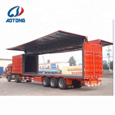 China Convenient Loading Wing Van 3 Axle Semi Trailer Box Cargo Wing Open Box Truck Trailer for sale