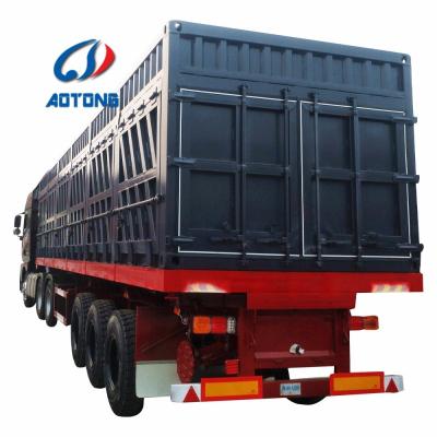 China 3-assige half-trailer 53 ft Droog van Tri-Axle Stanchions Steel Cargo Dump Trailer Te koop