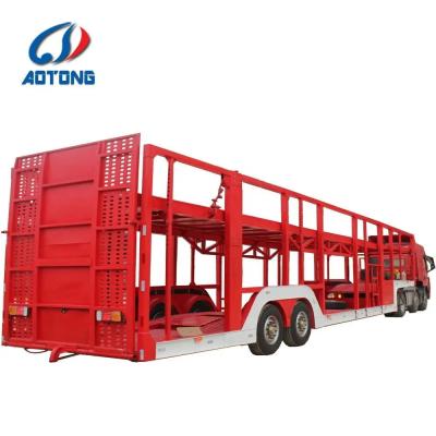 China Air Brake Two Deck Pickup Truck Trailer Skeleton Type 6 Car Carrier Transport Trailer for sale