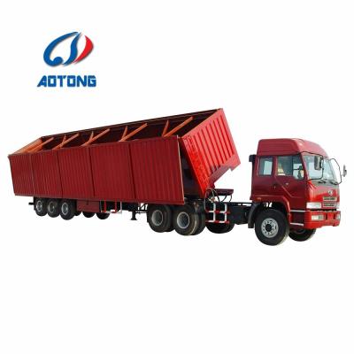 China Mechanical Suspension 3 Axles 60ton Side Tipper Trailer for Heavy Load Transportation for sale