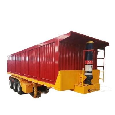 China 50 tons 3 axle self discharge tipping truck trailers with and HAVY hydraulic cylinder for sale