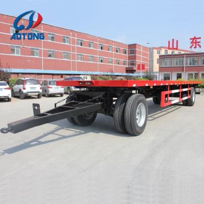 China Semi-Trailer 2 Axle 20Tons Flatbed Trailer/Container Full Trailer with 11.00r20 Tires for sale