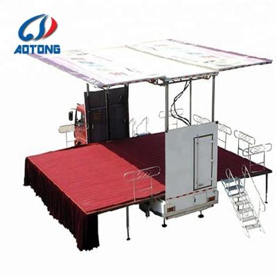 China Aluminum Alloy Mobile Stage Trailer 12500*2500*1550mm Hydraulic Trailer Manufacture for sale